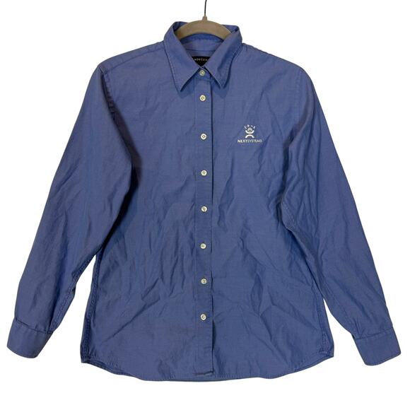 Next Systems Lands' End Shirt Womens 6 Blue Cotton Lightweight Button Up Preppy - Picture 1 of 12